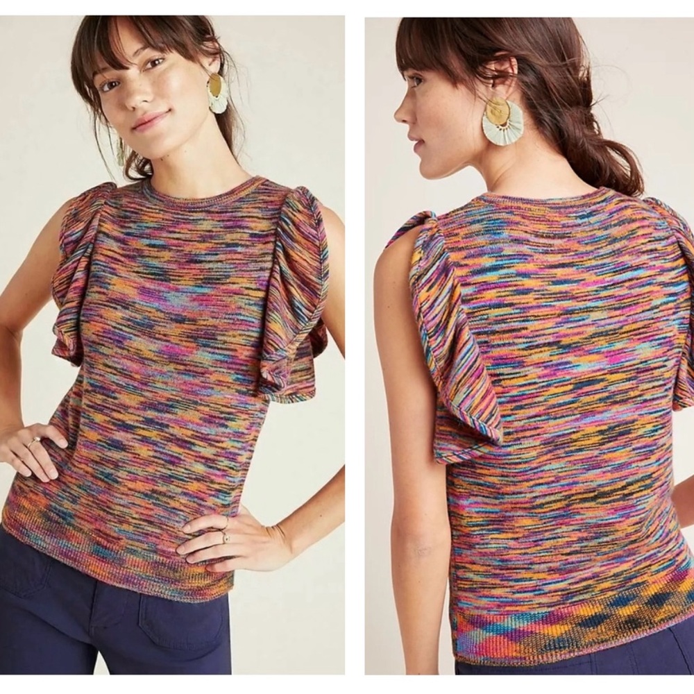 Anthropologie XS Ruby Flutter Sleeved Top